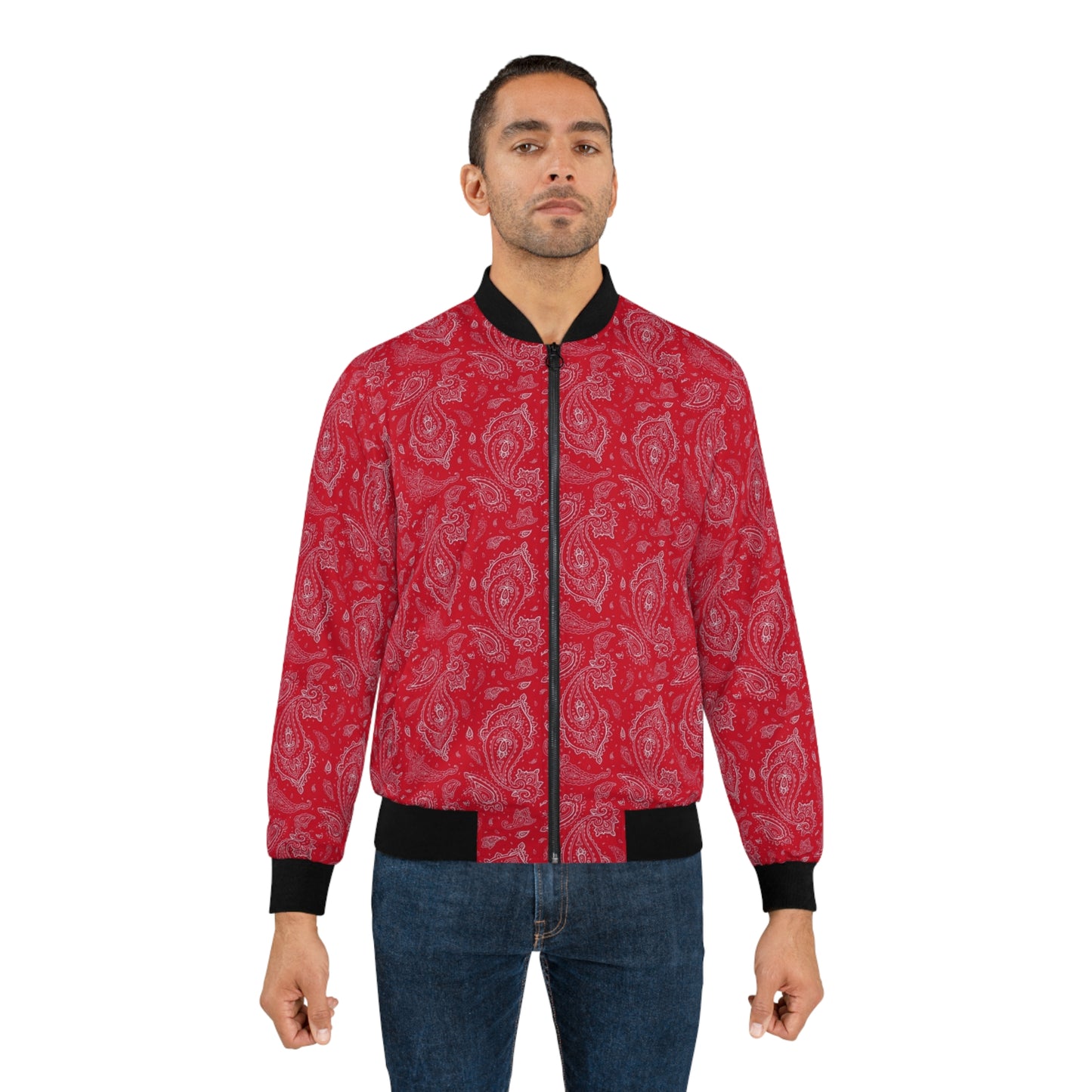 RED Bandana Men's Bomber Jacket