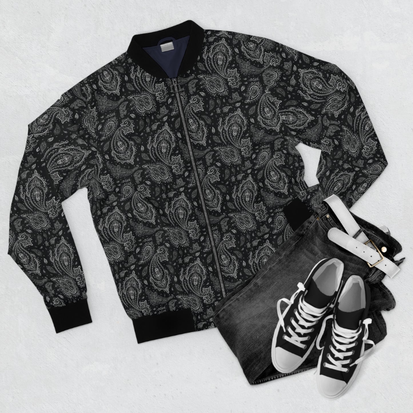Black Bandana Men's Bomber Jacket