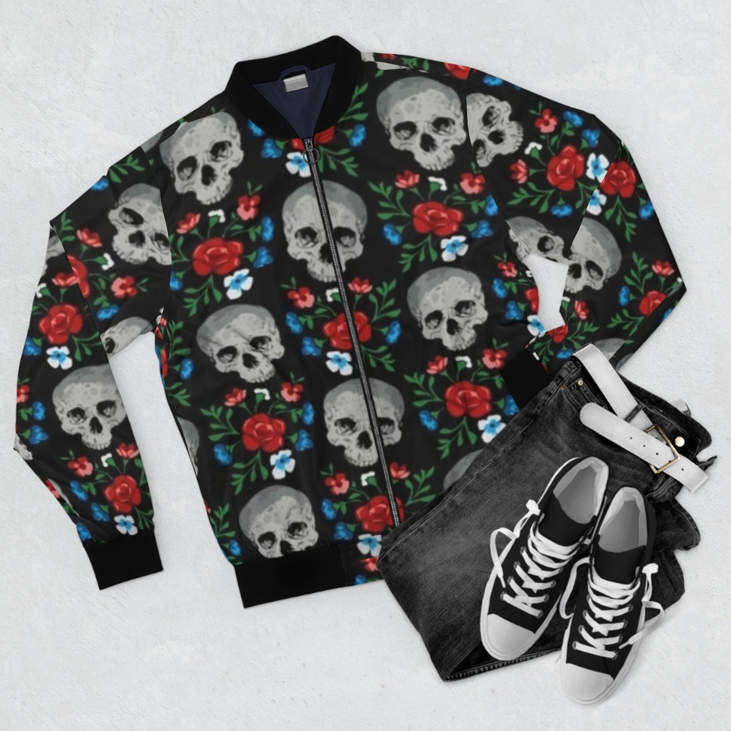 Skull & Rose Bomber Jacket