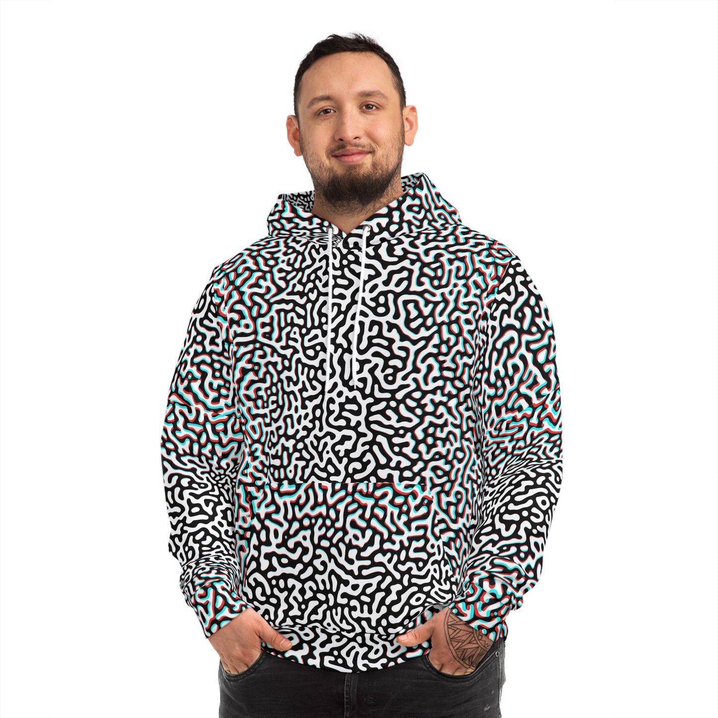 Black & White Sponge Printed Hoodie