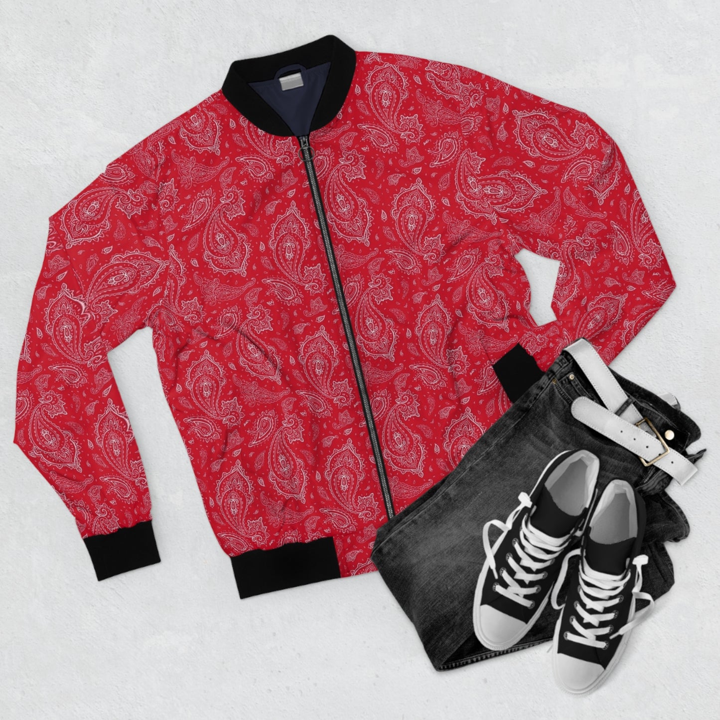RED Bandana Men's Bomber Jacket